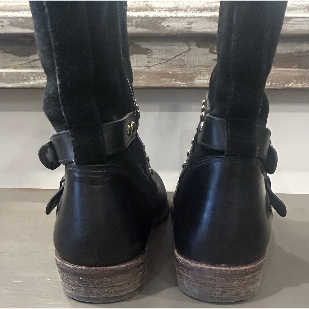 Coach Leather Ankle Moto Boots Lilliana Size 6.5 Gold Stud, Buckle Women's Shoes - Picture 5 of 9